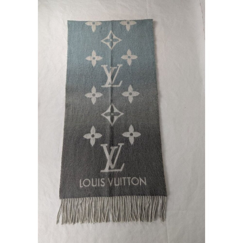 Louis Vuitton LV Logo Reykjavik Scarf Gradients 100%Cashmere Made in Italy - Picture 6 of 11